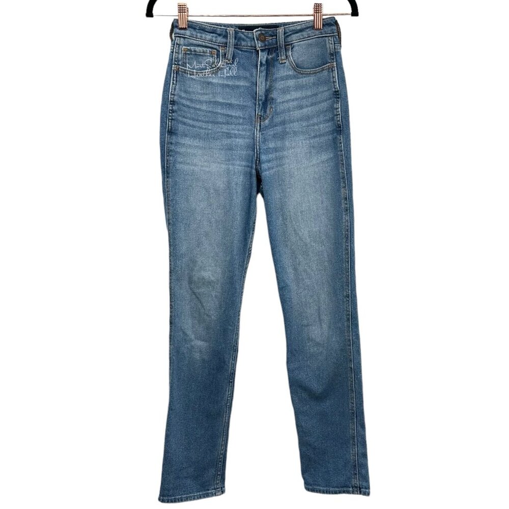 Hollister Ultra High Rise Mom Jean Vintage Stretch Medium Wash Denim Jeans 24